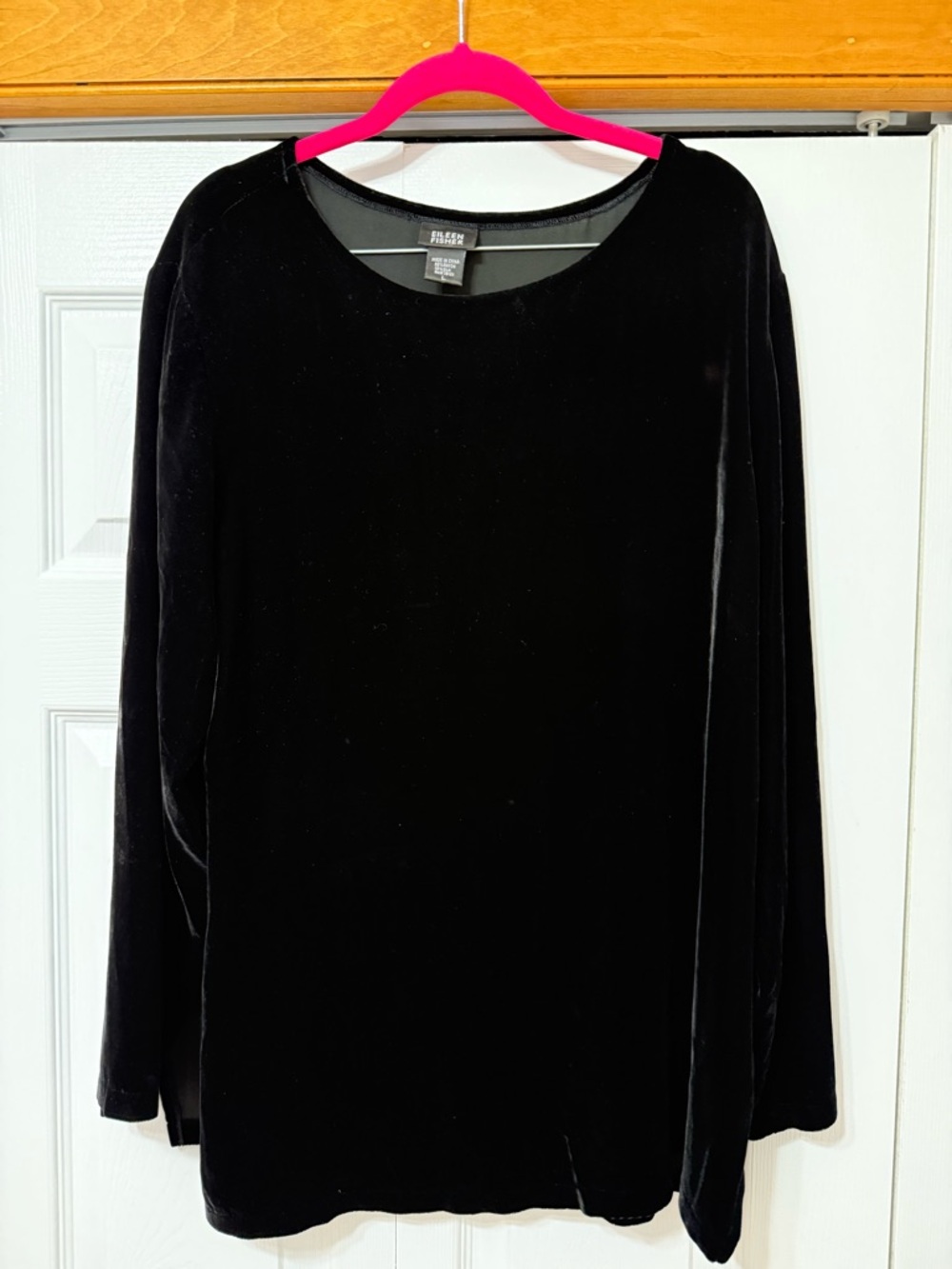 Eileen Fisher Black Velvet Long-Sleeve Tee